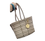 Gold & Cream Mini Tote | Handwoven recycled bags