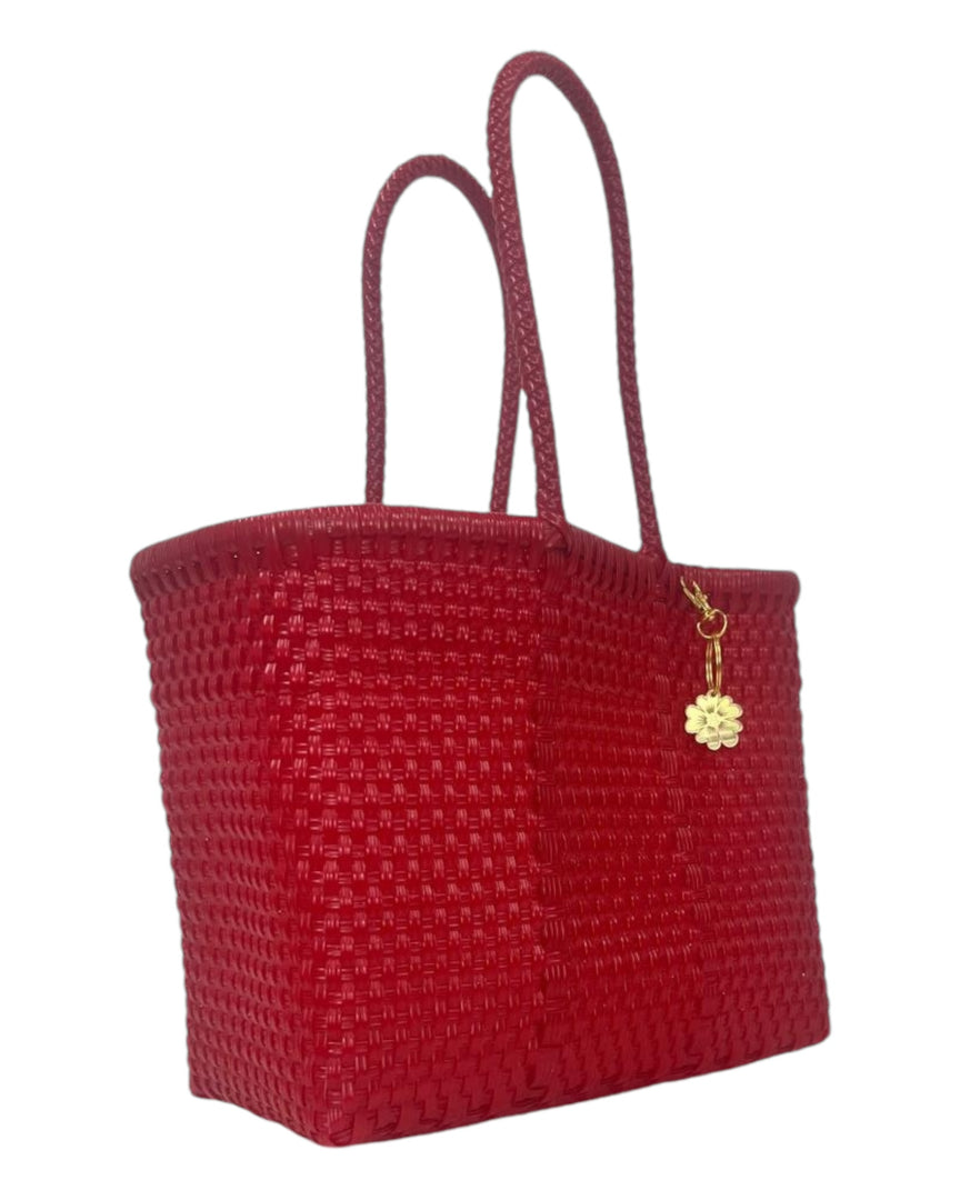 Red Mini Tote | Handwoven recycled bags | Be Praia