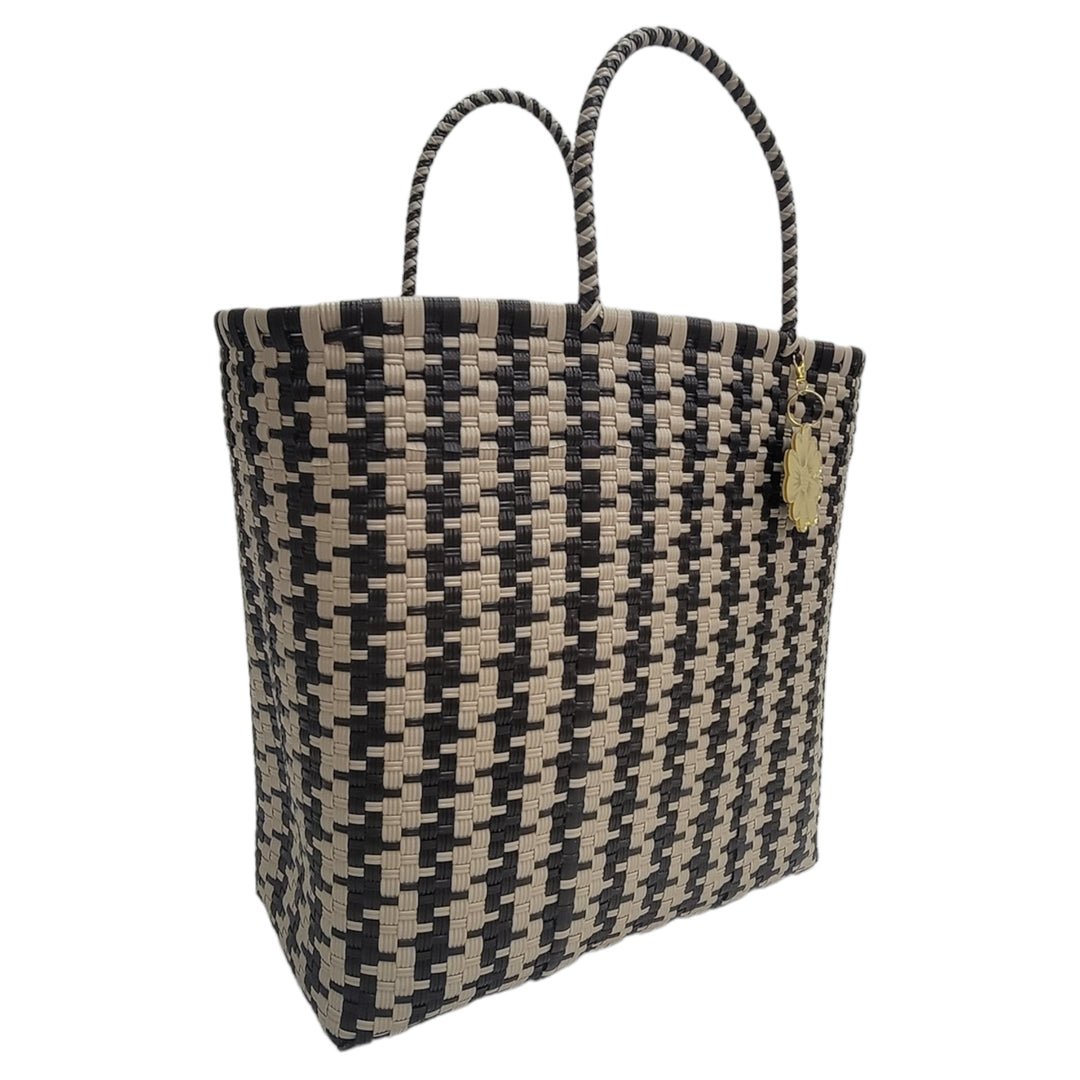 Black and Beige Mega Tote | Handwoven bags | Be Praia