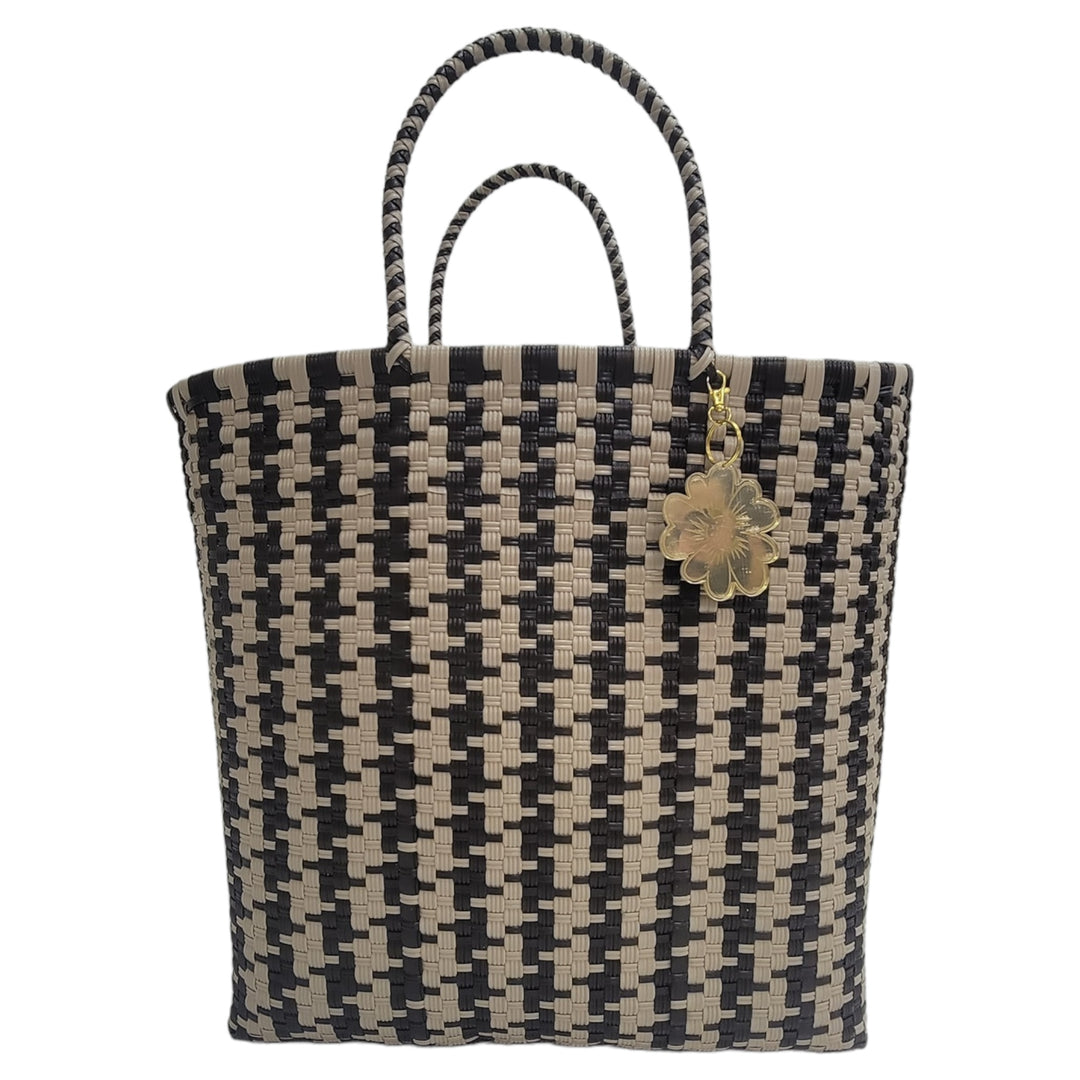 Black and Beige Mega Tote | Handwoven bags | Be Praia