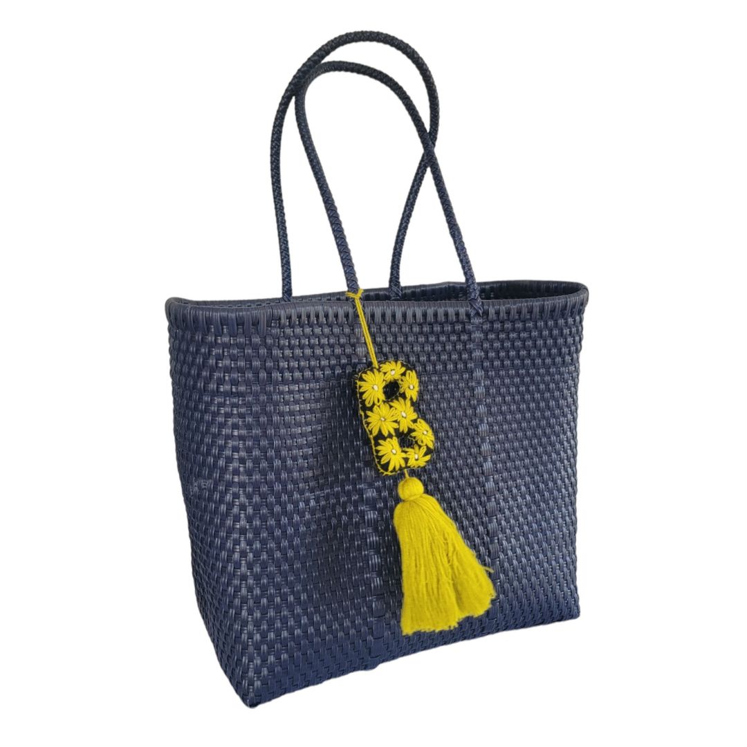 Navy Medium Tote | Handwoven Recycled Bags | Be Praia